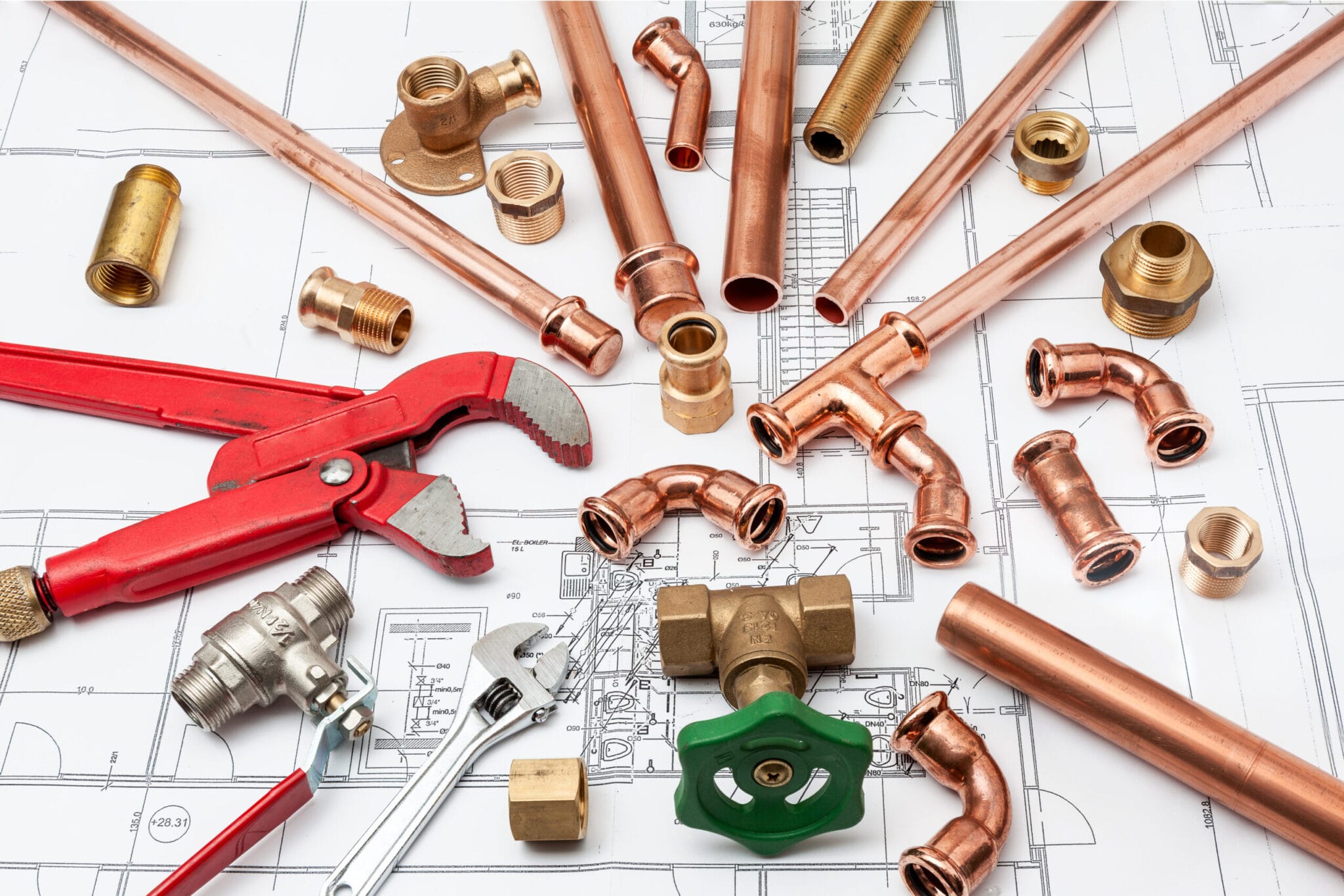 Copper pipe fittings and plumbing parts for Coral Springs, Florida repairs