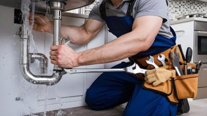 Technician using electronic equipment to detect a plumbing leak in Coral Springs